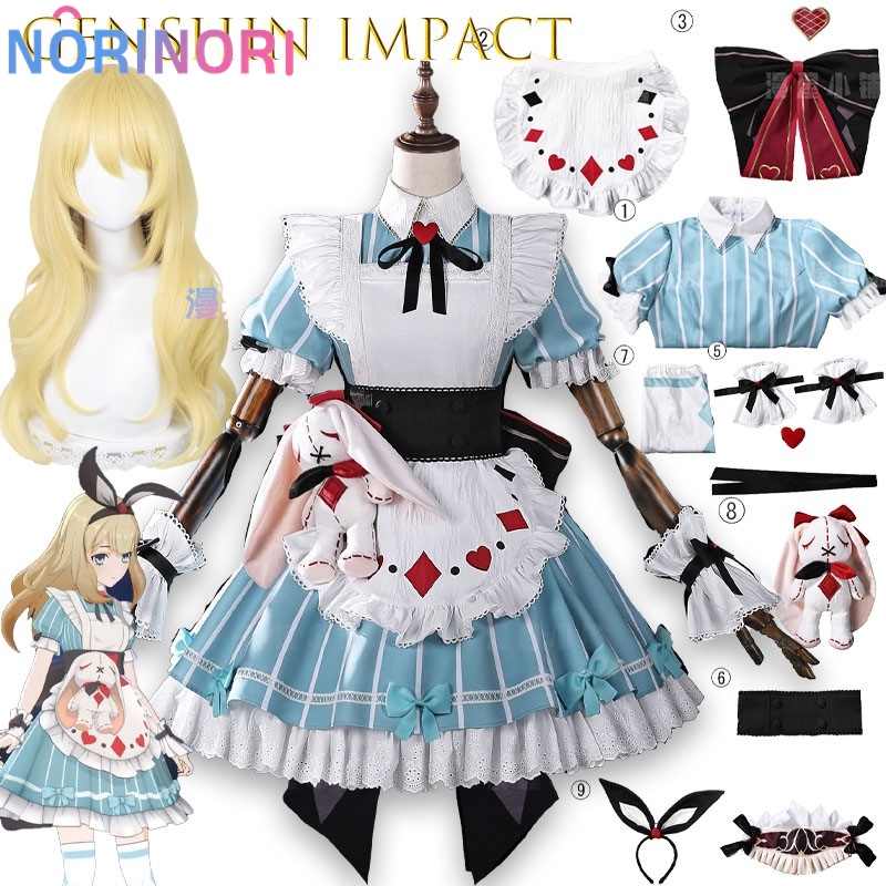 Kostium Cosplay Alice z Genshi – Party Games Alice In Wonderland recenzja i cena